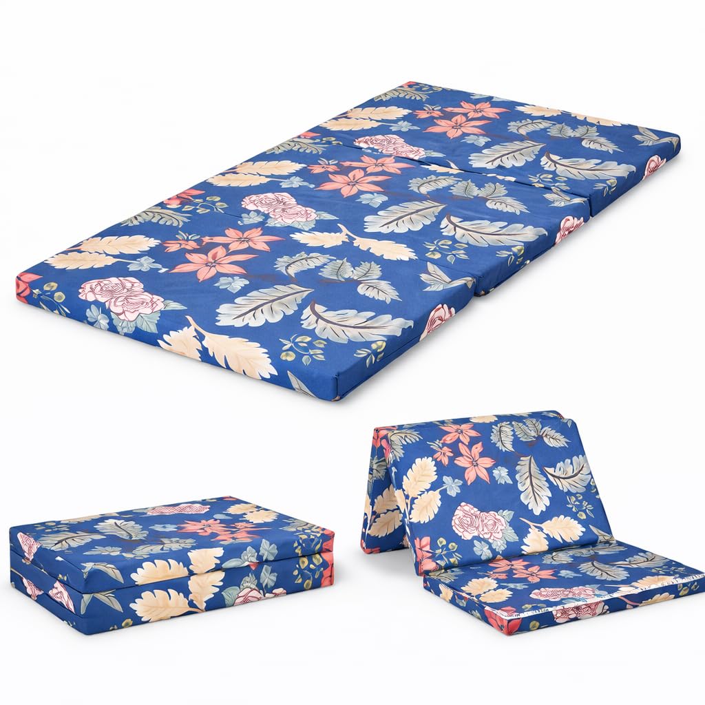Home Mart Tri-Fold Mattress, Folding Medical Mattress, 180 x 90 x 6 cm Rebonded Foam, Very Firm Support (70–75 kg/m³), Tricot Fabric 70 GSM, 180 × 90 × 6 cm