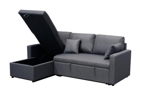 Home Mart Modern L-Shaped Convertible Sofa with Storage, Gray Fabric Upholstered Sectional Couch with Chaise for Living Room, Space-Saving Sleeper Sofa Bed with Comfortable Cushions - Image 4