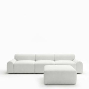 Kallia Ivory 3 Seater with Ottoman