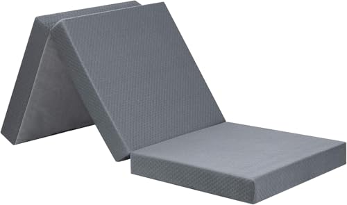 Tri-Folding Memory Foam Mattress Topper | Portable Bed, Collapsible and Washable Cover | Foldable Camping Floor Mattress Guest Bed for Camping - Image 2
