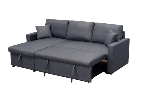 Home Mart Modern L-Shaped Convertible Sofa with Storage, Gray Fabric Upholstered Sectional Couch with Chaise for Living Room, Space-Saving Sleeper Sofa Bed with Comfortable Cushions - Image 5