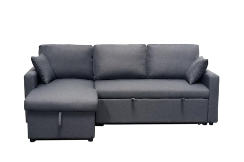 Home Mart Modern L-Shaped Convertible Sofa with Storage, Gray Fabric Upholstered Sectional Couch with Chaise for Living Room, Space-Saving Sleeper Sofa Bed with Comfortable Cushions - Image 2