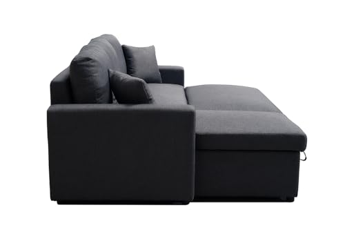 Home Mart Modern L-Shaped Convertible Sofa with Storage, Gray Fabric Upholstered Sectional Couch with Chaise for Living Room, Space-Saving Sleeper Sofa Bed with Comfortable Cushions - Image 6