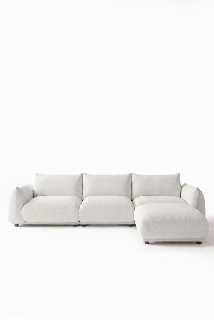 Alannah Ivory Modular 2 Seater Sofa with Ottoman
