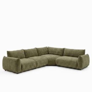 Alannah Light Olive Green L-Shape Sectional Sofa Right Facing