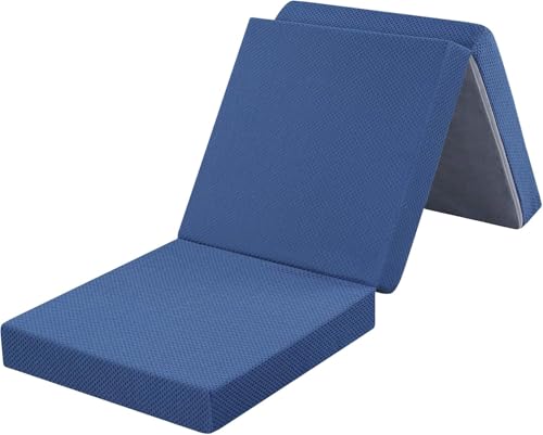 Tri-Folding Memory Foam Mattress Topper | Portable Bed, Collapsible and Washable Cover | Foldable Camping Floor Mattress Guest Bed for Camping - Image 2