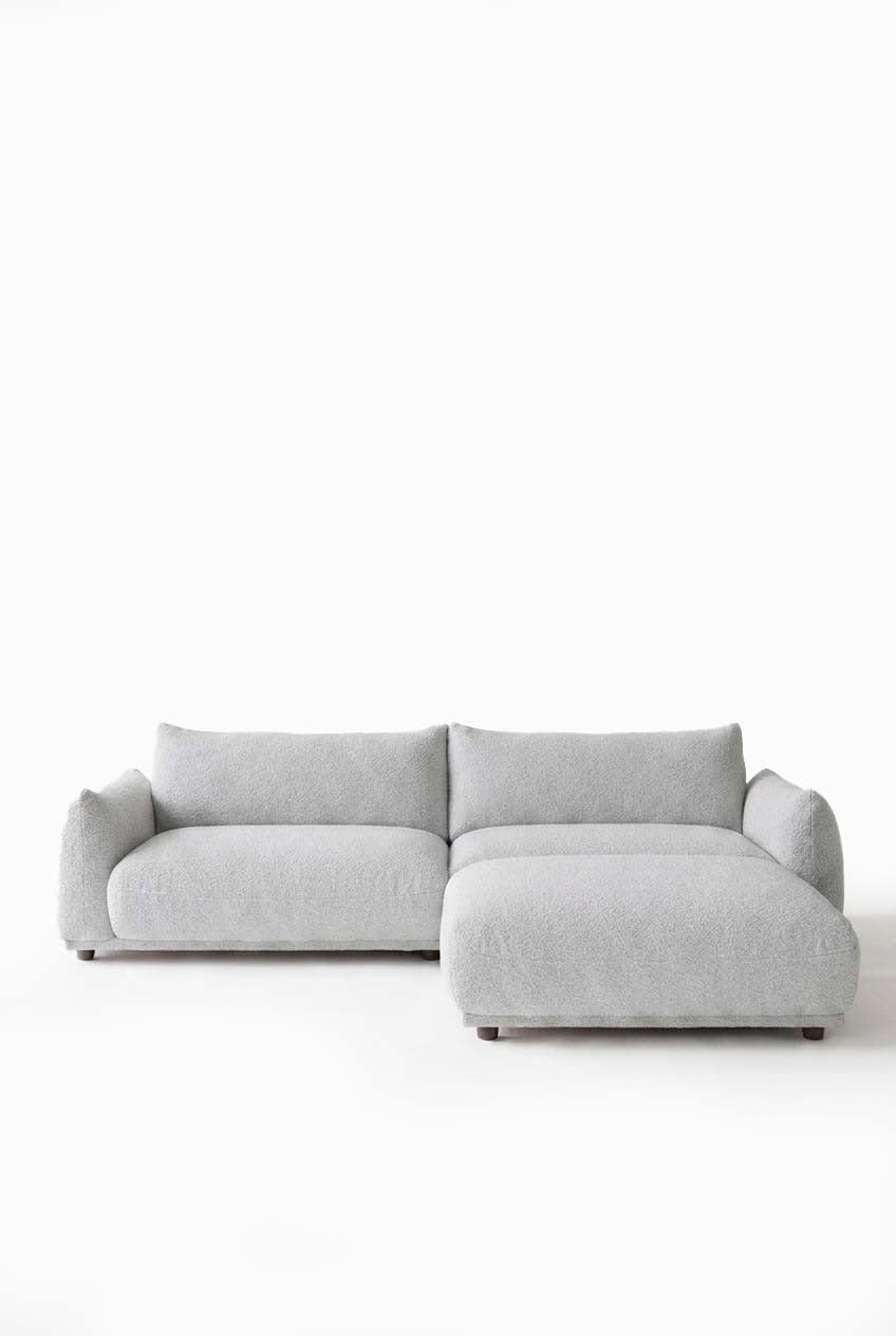 Alannah Light Grey Modular 2 Seater Sofa with Ottoman