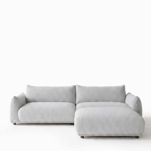 Alannah Light Grey Modular 3 Seater Sofa with Ottoman