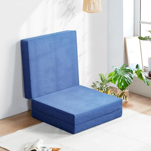 Tri-Folding Memory Foam Mattress Topper | Portable Bed, Collapsible and Washable Cover | Foldable Camping Floor Mattress Guest Bed for Camping - Image 4