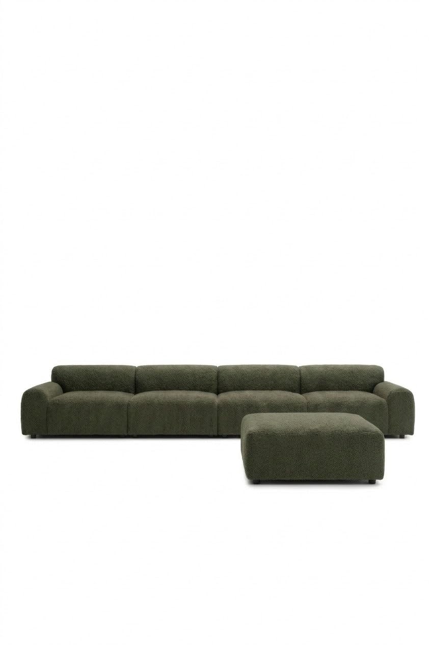 Kallia Olive Wood 3 Seater with Ottoman