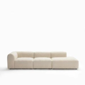 Kallia Cream Boucle 2 Seater Modular Chaise Sofa Right Facing