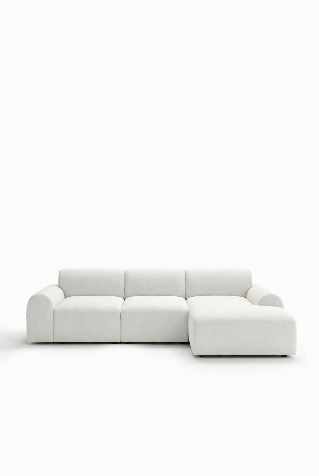 Kallia Ivory 3 Seater Chaise Sofa Right Facing