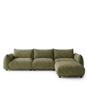 Alannah Light Olive Green Modular 2 Seater Sofa with Ottoman