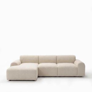 Kallia Cream Boucle 2 Seater Chaise Sofa Left Facing