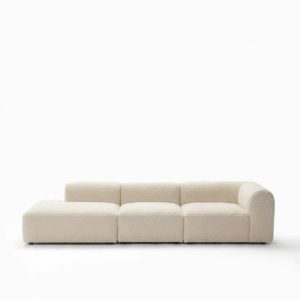 Kallia Cream Boucle 2 Seater Modular Chaise Sofa Left Facing
