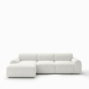 Kallia Ivory 2 Seater Chaise Sofa Left Facing