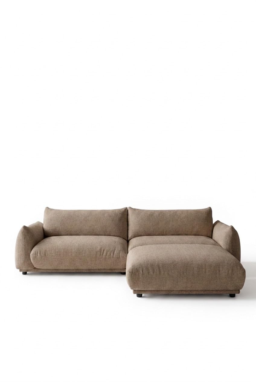 Alannah Taupe Modular 2 Seater Sofa with Ottoman
