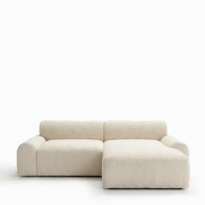 Kallia Cream Boucle 2 Seater Chaise Sofa Right Facing