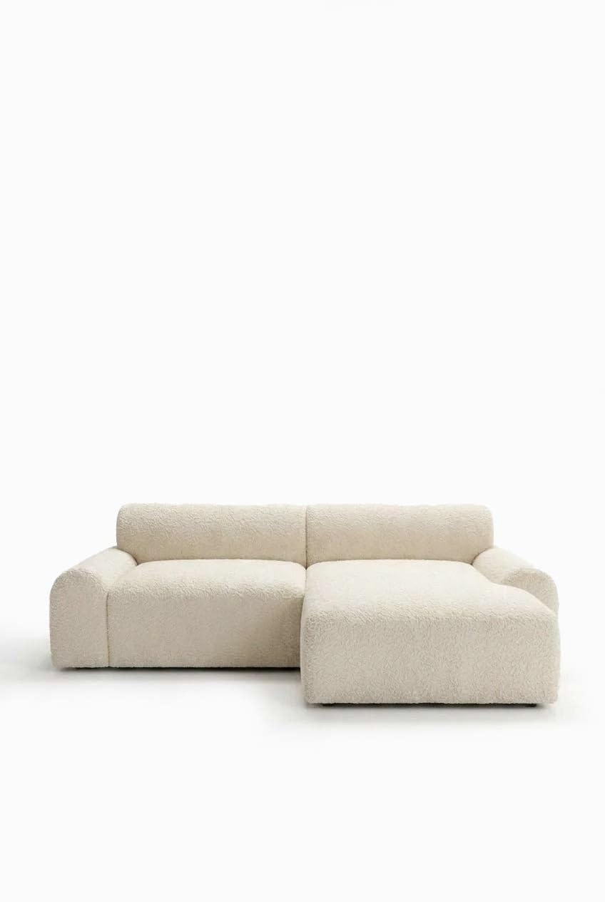 Kallia Cream Boucle 3 Seater Chaise Sofa Right Facing