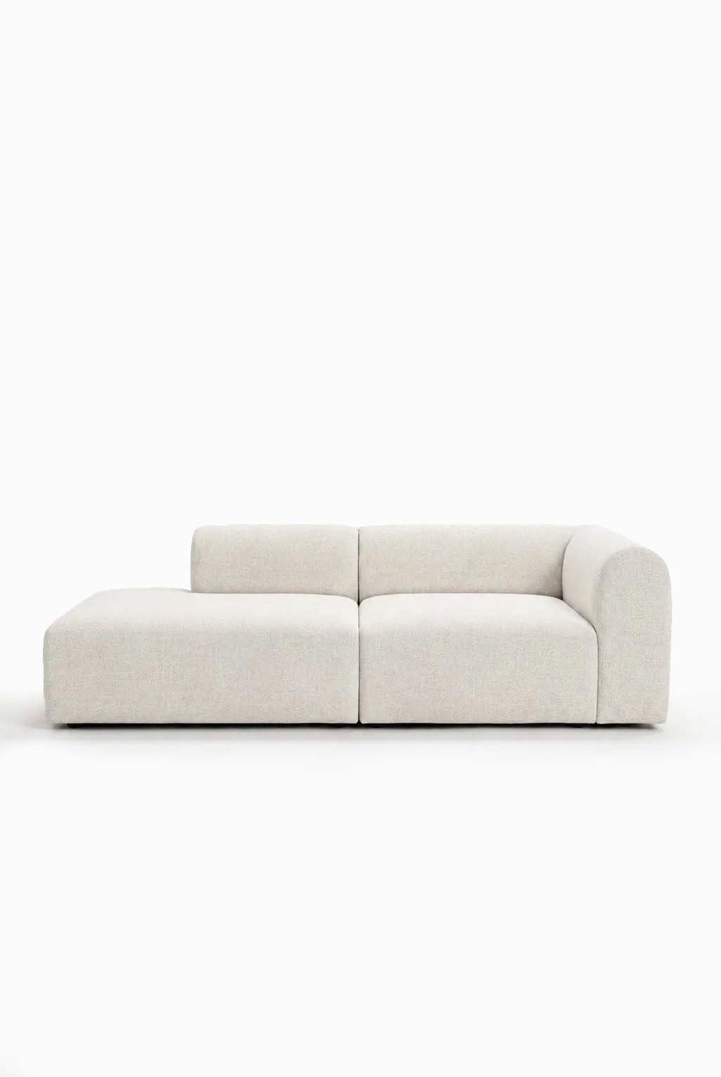 Kallia Stone Ivory 2 Seater Modular Chaise Sofa Left Facing
