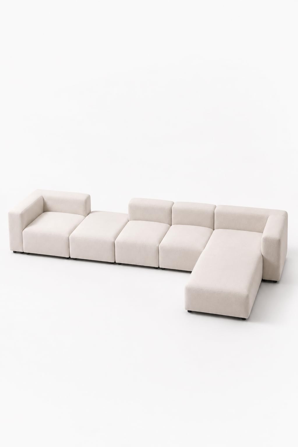 Karina Mist Beige Modular L-Shape Sofa With Ottoman Right Facing