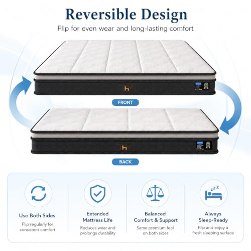 Marbella 30 cm Reversible Hybrid Pocket Spring Mattress with Gel Memory Foam, Medium-Firm, Motion Isolation, Breathable Cover, Super King 200 x 200 cm - Image 8