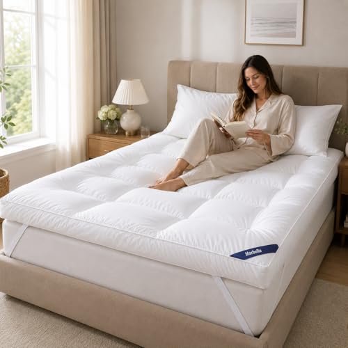 Marbella Mattress Topper, 600 GSM Extra Thick, 100% Microfiber Fill, Firm Support, Super Soft Brushed Fabric, Deep Pocket with 4-Way Stretch Elastic Straps (Super King : 200 x 200 cm) - Image 7