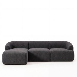 Sorena Charcoal 3 Seater Chaise Sofa Left Facing