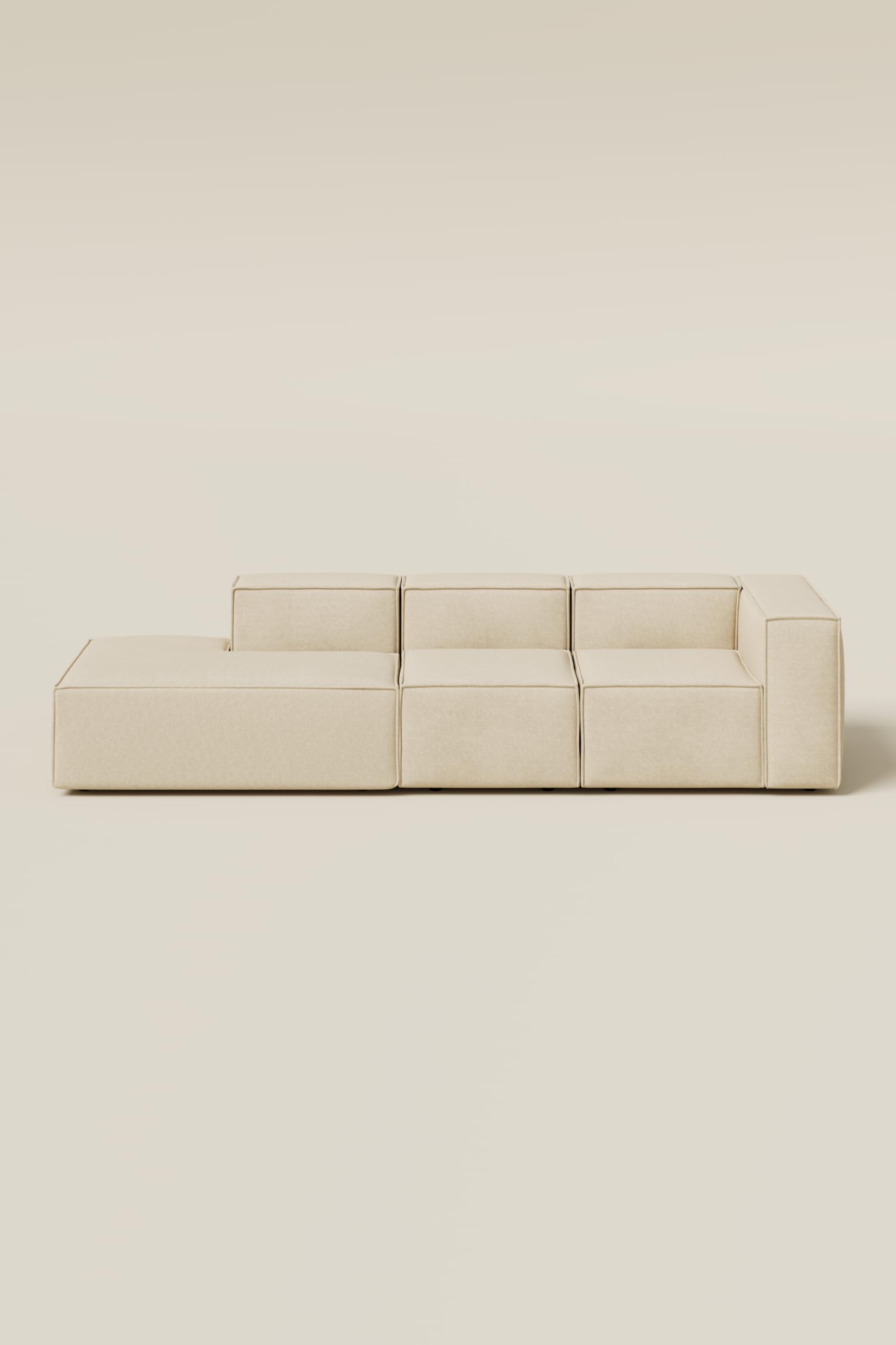 Safa Light Beige 3 Seater Chaise Modular Sofa Left Facing