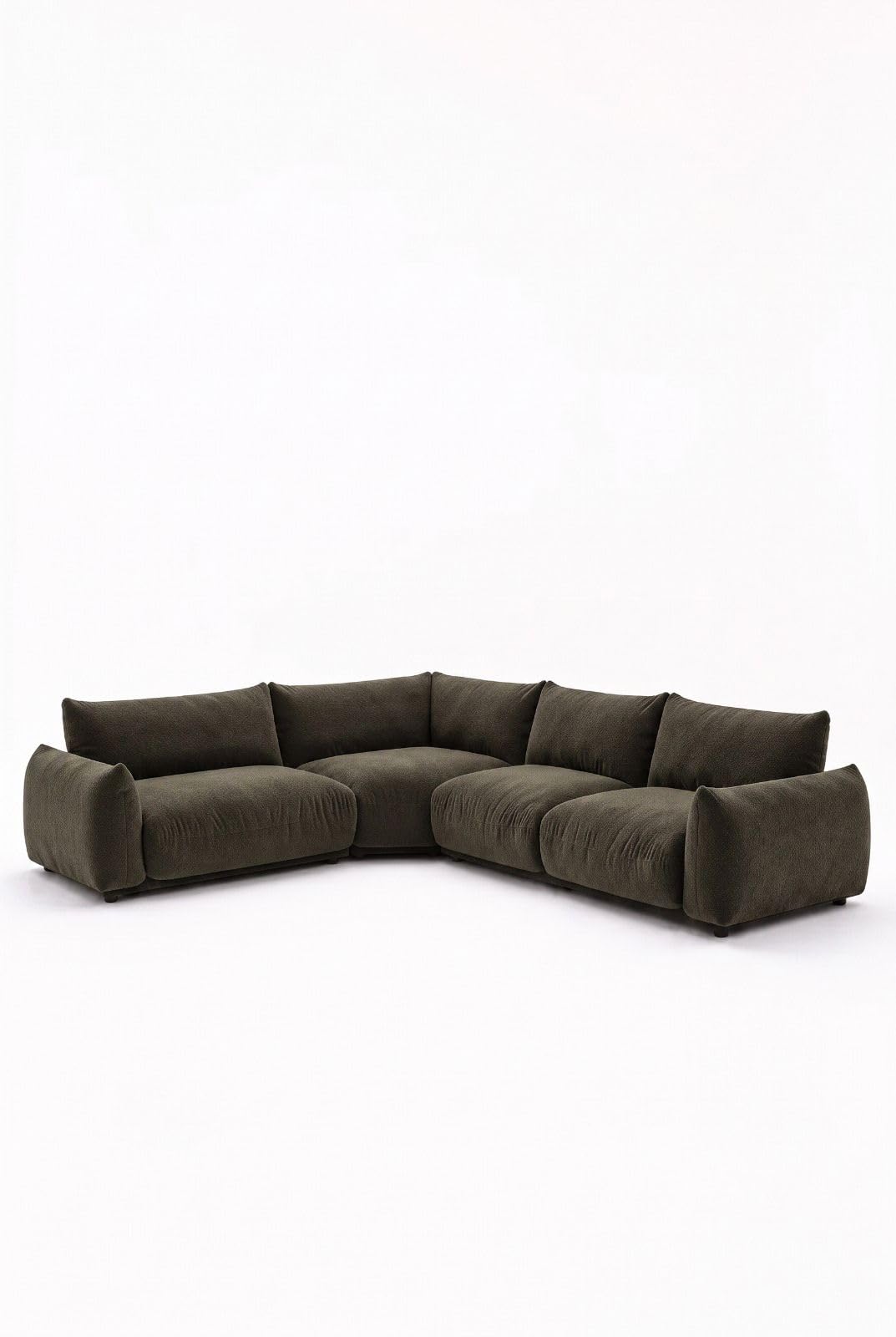 Alannah Olive Wood L-Shape Sectional Sofa Left Facing