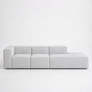 Safa Light Grey 3 Seater Chaise Modular Sofa Right Facing