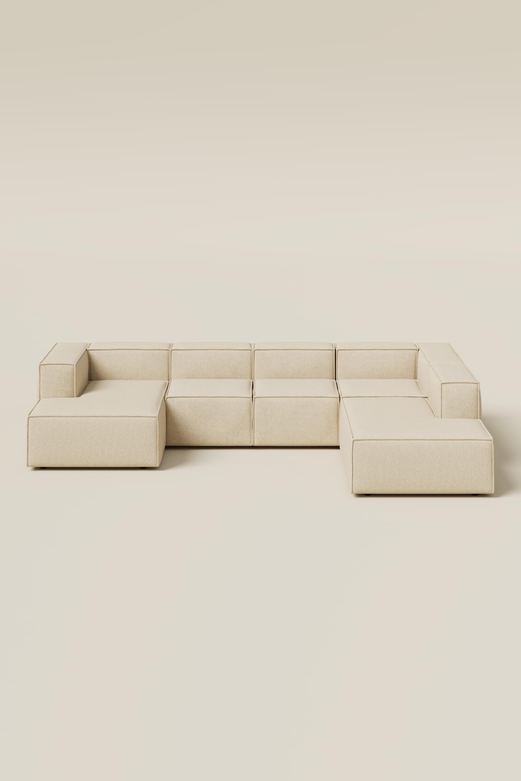 Safa Light Beige U Shaped Sofa Left Facing
