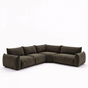 Alannah Olive Wood L-Shape Sectional Sofa Right Facing