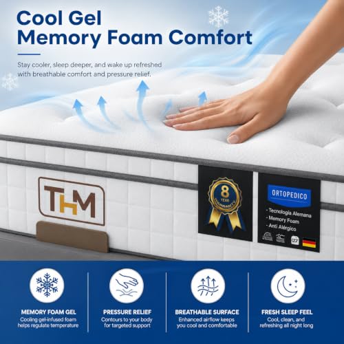 Marbella Hybrid 20 cm Pocket Spring Mattress 200x200 with Memory Foam Gel, Motion Isolation & Pressure Relief – Orthopedic Support for Back Pain Medium Firm Comfort - Image 4