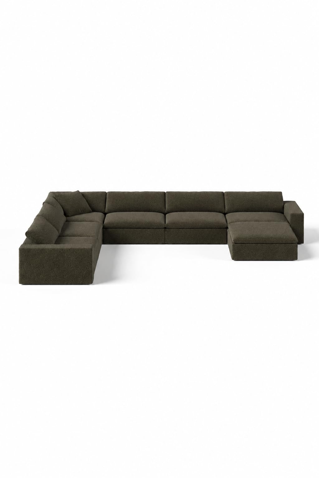 Orvella Olive Wood Modular U Shaped Sofa With Ottoman