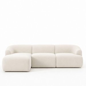 Sorena Ivory 3 Seater Chaise Sofa Right Facing