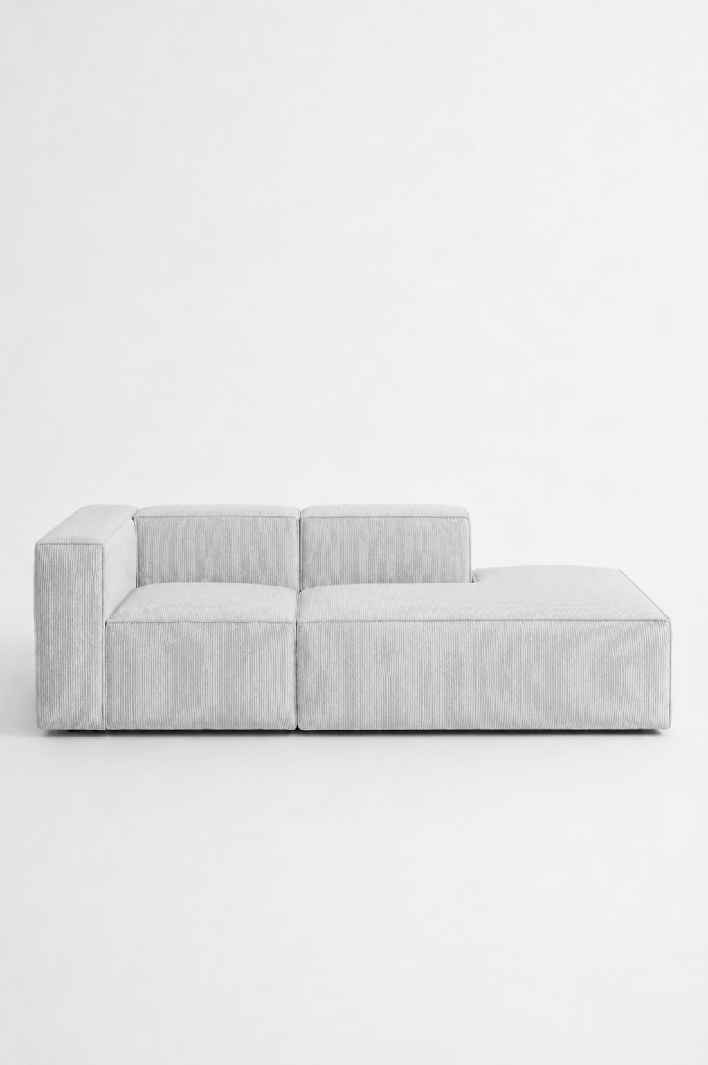 Safa Light Grey 2 Seater Chaise Modular Sofa Right Facing