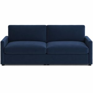 Velvet 2-Seater Sofa, Modern Upholstered Loveseat with Deep Cushioned Seat, Soft Backrest, Spring Support and Stable Legs for Living Room, Bedroom, Apartment and Office (Navy Blue, 178 cm)