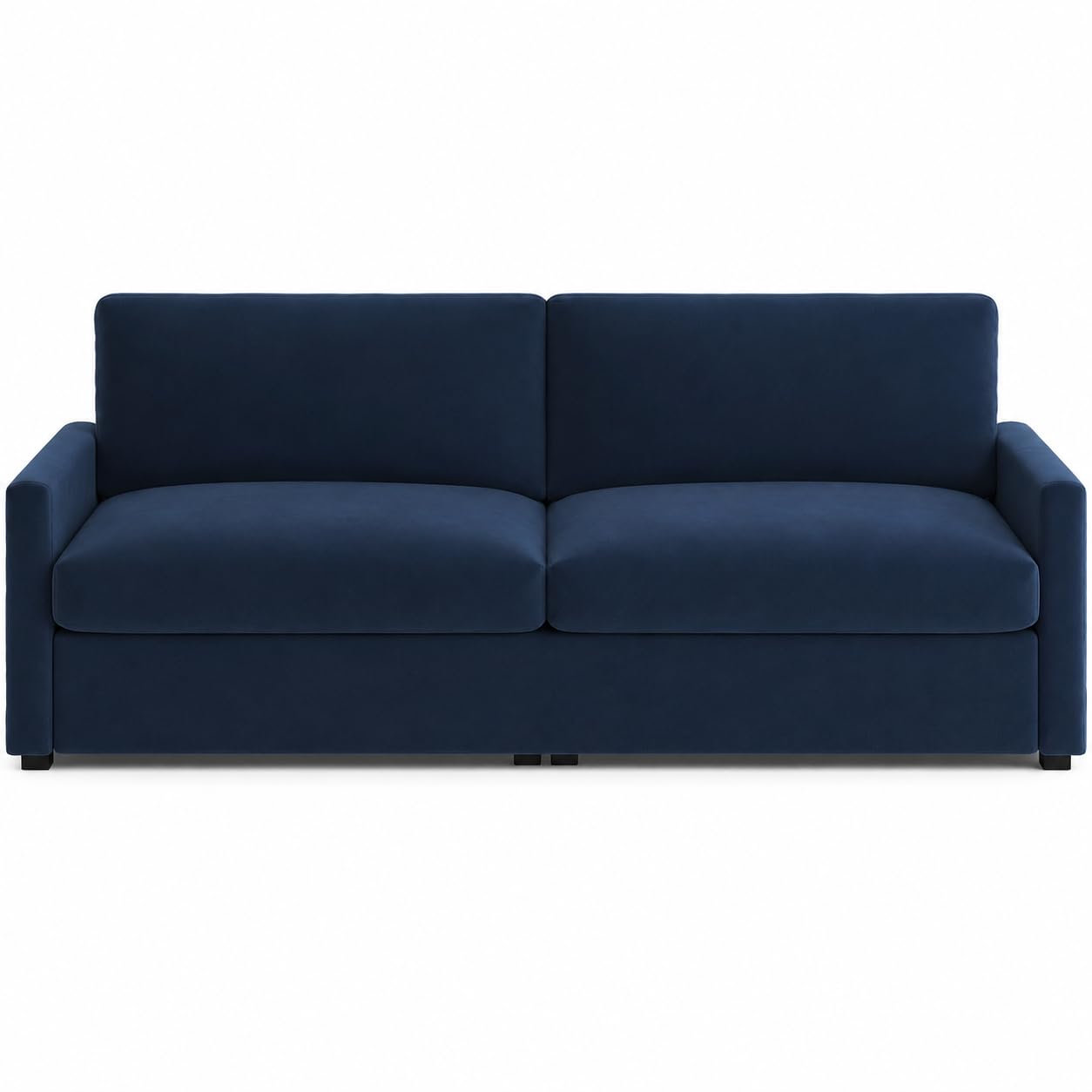 Velvet 2-Seater Sofa, Modern Upholstered Loveseat with Deep Cushioned Seat, Soft Backrest, Spring Support and Stable Legs for Living Room, Bedroom, Apartment and Office (Navy Blue, 190 cm)