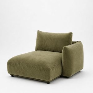 Alannah Dusty Olive Velvet Chaise Module Left Facing