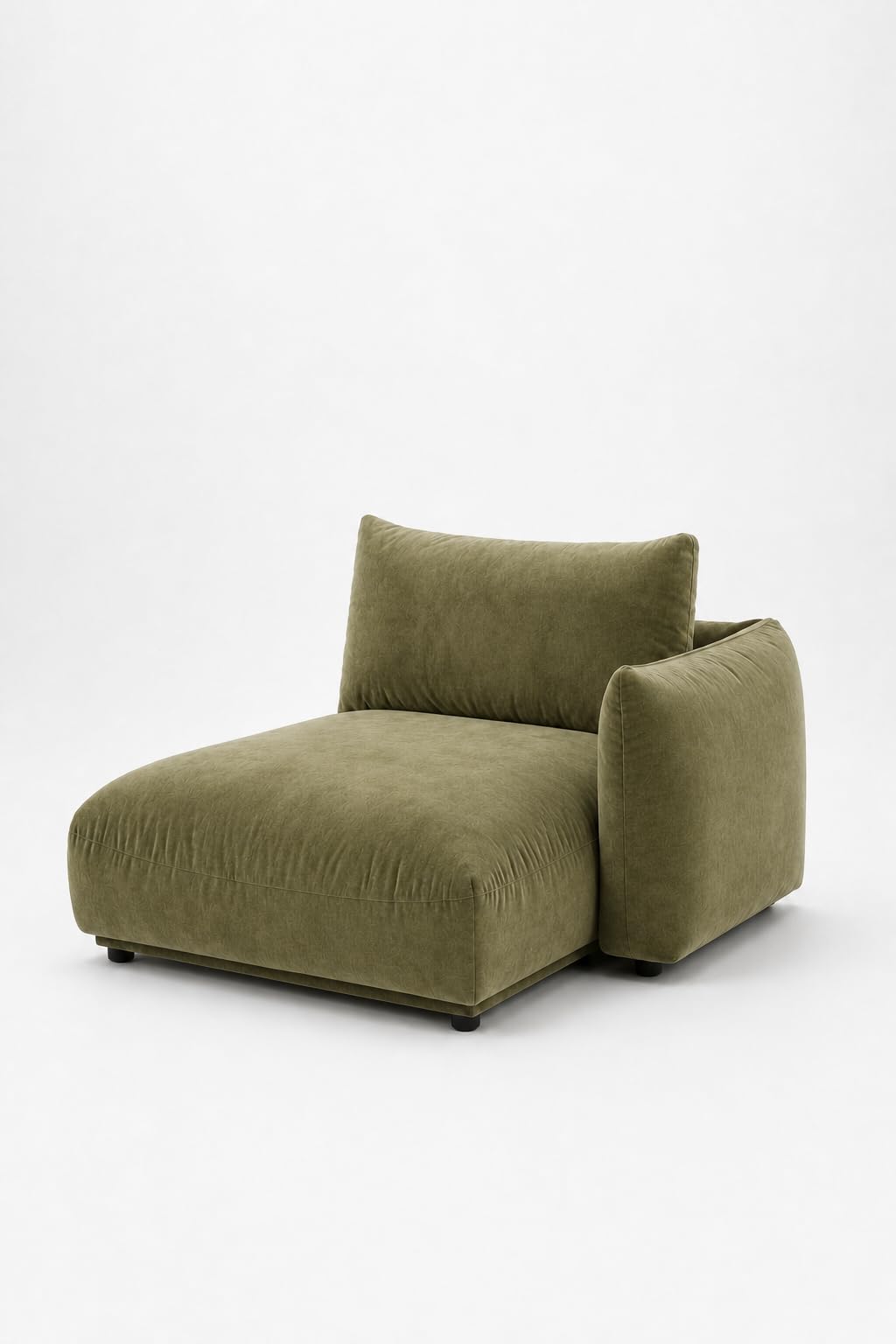 Alannah Dusty Olive Velvet Chaise Module Left Facing