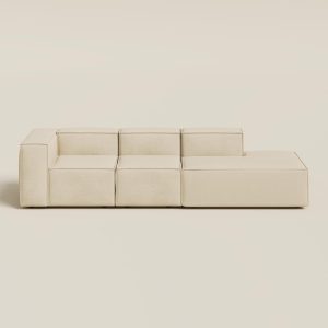 Safa Light Beige 3 Seater Chaise Modular Sofa Right Facing