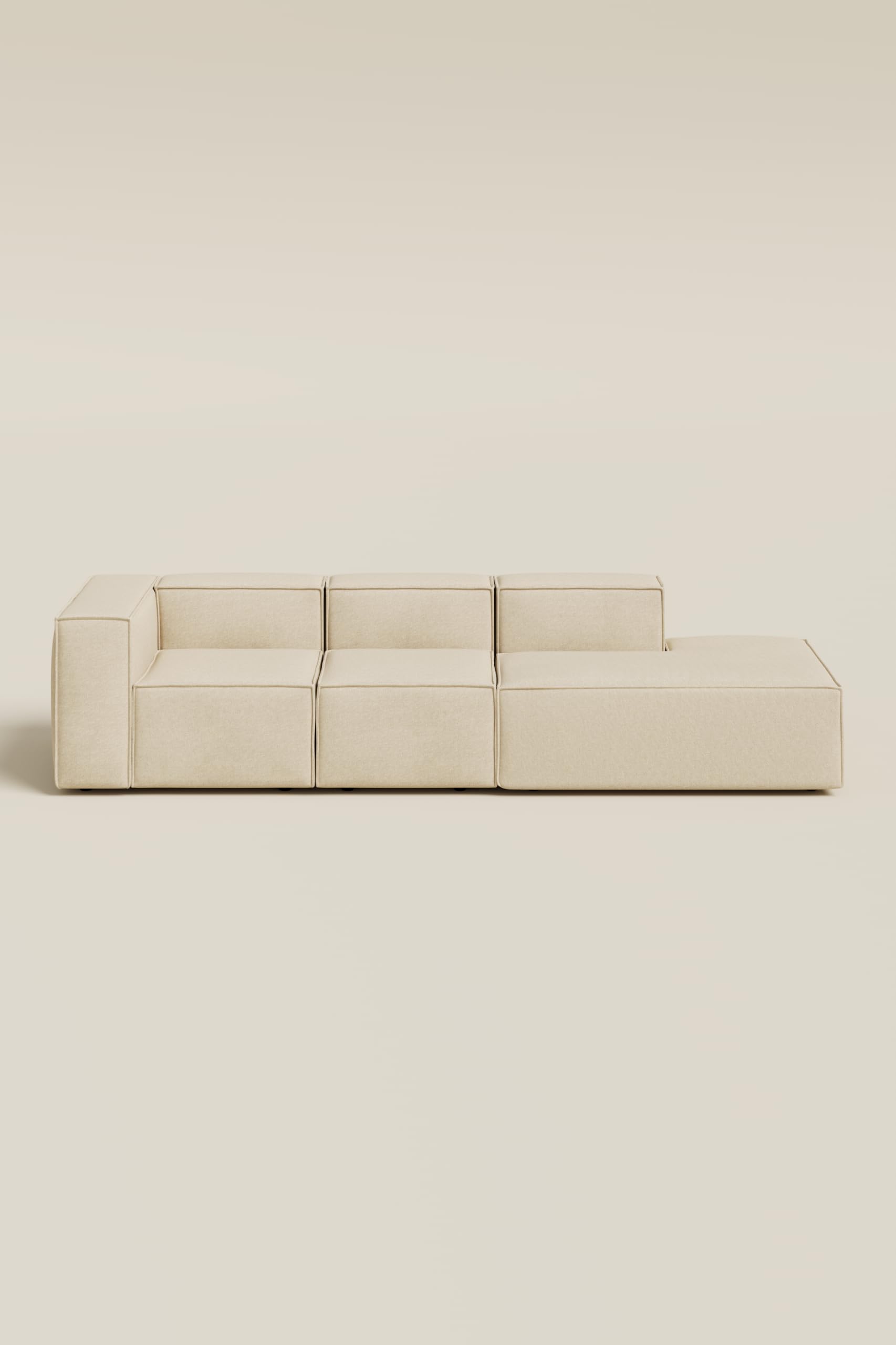 Safa Light Beige 3 Seater Chaise Modular Sofa Right Facing