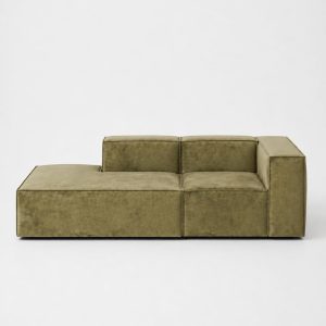 Safa Green 2 Seater Chaise Modular Sofa Left Facing
