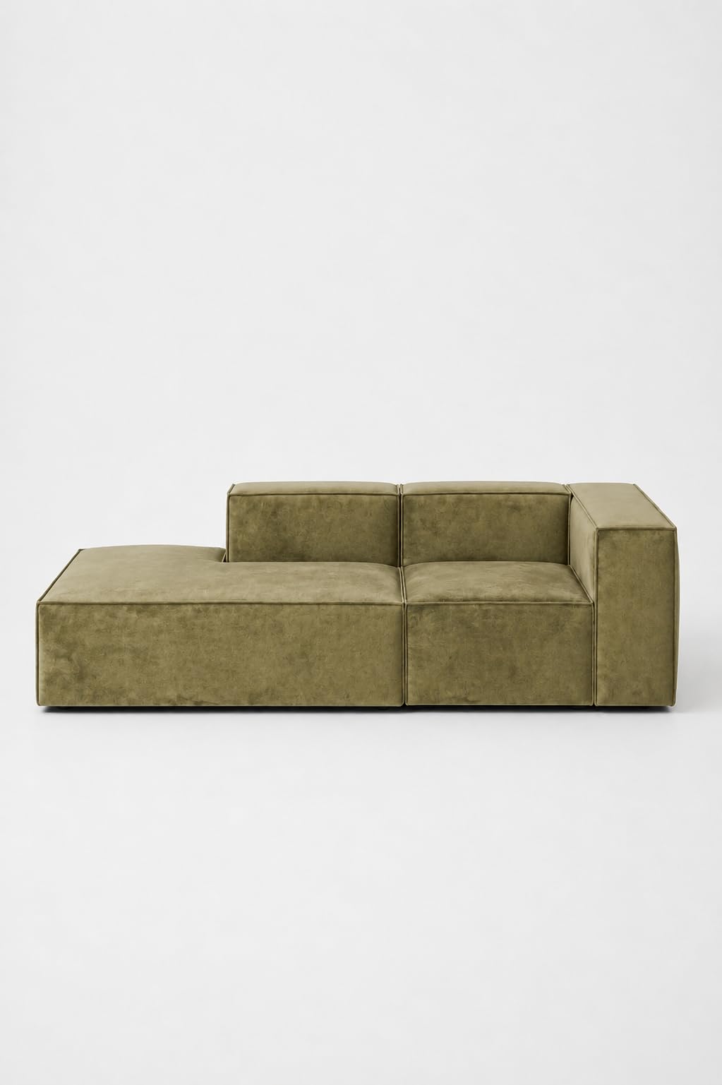 Safa Green 2 Seater Chaise Modular Sofa Left Facing