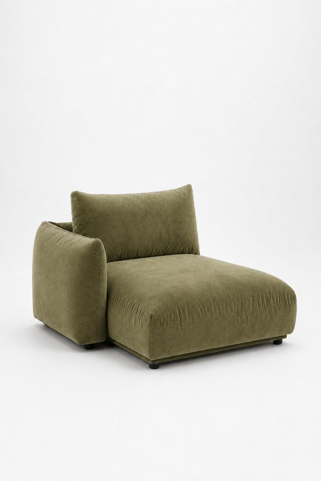 Alannah Dusty Olive Velvet Chaise Module Right Facing