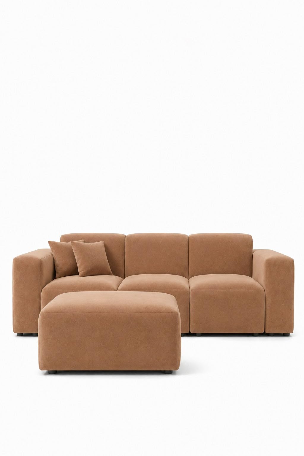 Aysun Camel Brown Modular Sofa with Ottoman