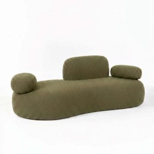 Branka Light Olive Green 3 Seater Sofa Left Facing