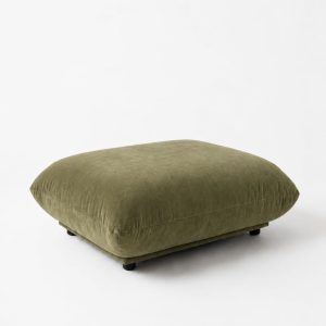 Alannah Dusty Olive Velvet Ottoman 74CM Width x 35CM Height
