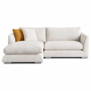 Modern 2 Seater Sofa Set for Living Room | Contemporary Upholstered Loveseat Couch with Comfortable Cushioned Seating for Home Apartment Office Studio Lounge & Small Spaces | White